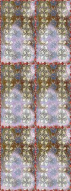 Kusursuz bir geçmişi var. Raster illüstrasyonu. Kumaş, tekstil, duvar kağıdı baskısı için. Renkli desenli kusursuz desenli, nötr ve gri çiçekli ve dekoratif elementli. Antika retro tarzı.