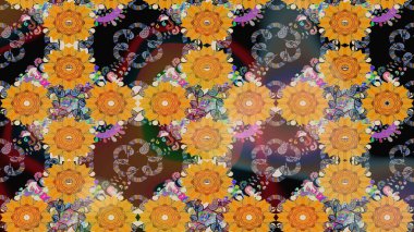 Suluboya çizimi. El çizimi. Sarı renkli çiçekler. Çiçekli çizim deseni.