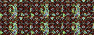 Üzerinde gelincikler ve vadi zambakları olan renkli çiçek desenli nakış deseni. Tekstil tasarımı için geleneksel Raster çiçek buketi.