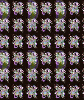 Robot resim. Raster illüstrasyonu. Küçük çiçekte sevimli çiçek deseni var..