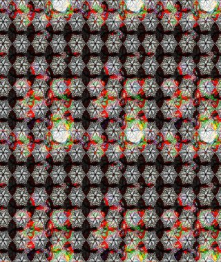 Asya tekstil tarzında. Raster illüstrasyonu. Çiçek desenli çizim. Raster illüstrasyonu. Siyah renkte çiçekler.