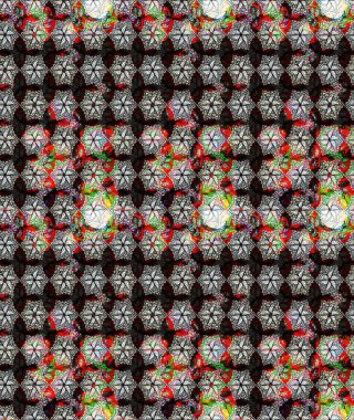 Asya tekstil tarzında. Raster illüstrasyonu. Çiçek desenli çizim. Raster illüstrasyonu. Siyah renkte çiçekler.