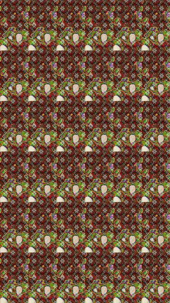 Kahverengi renkte çok kahverengi, zarif küçük çiçekler ve komik böcekler, raster desen, illüstrasyon.