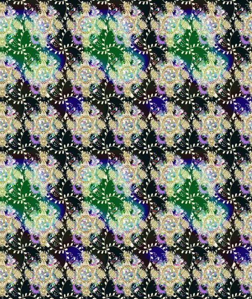 El çizimi. Raster illüstrasyonu. Çiçekli, yapraklı, çiçek desenli çizim..