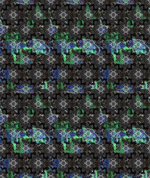 Süslü kumaş deseni. Renkli Bahar Teması eskiz kalıbı. Düz Çiçek Elementleri Tasarımı. Raster illüstrasyonunda çiçek deseni çizimi.