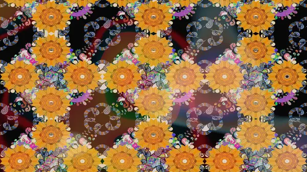 Suluboya çizimi. El çizimi. Sarı renkli çiçekler. Çiçekli çizim deseni.