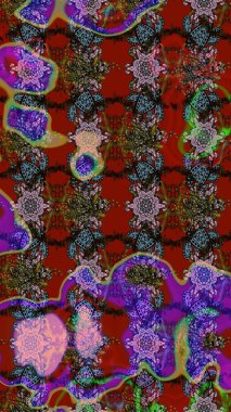 Ultraviyole kumaş deseni. Raster illüstrasyonu. Organik motif arka planı. Çizim deseni.