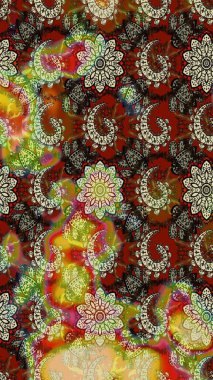 Çiçekli karalama şeklinde Raster çiçek deseni. Renkli çiçekler. Nazik, narin çiçek arkaplanı.