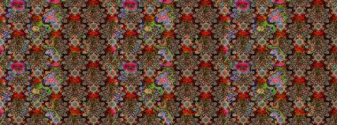 Kahverengi renkli çiçekler. Hediye ambalaj kağıdı, tebrik kartları, posterler ve pankart tasarımı. Raster düz çiçek çizim deseni.