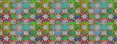 Çiçekli zambaklar kusursuz bir arka plan. Çiçek tasarımı için inanılmaz bir kolaj cenneti tarzı. Parlak çiçekli kolaj çiçekleri yeşil ve gri.