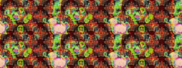 Renkli Bahar Teması eskiz kalıbı. Raster illüstrasyonundaki çiçek desenli çizim. Düz Çiçek Elementleri Tasarımı. Süslü kumaş deseni.