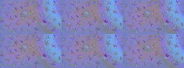 Çiçekli bahar çiçekleri. Küçük çiçekte güzel bir desen. Küçük renkli çiçekler. Moda baskıları için zarif bir şablon. Motley illüstrasyonu.