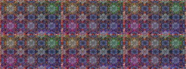 Kusursuz bir arka plan modeli. Yapraklı çiçekler ve kır ve kahverengi renkli papatya çiçekleri. Raster - stok.