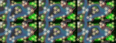 Modern stil dokusu. Çiçek desenli raster, mavi ve yeşil çizgi grafik deseni soyut raster arkaplan.