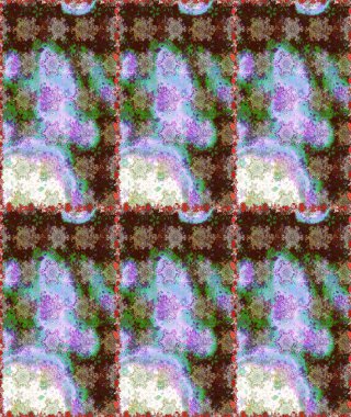 Eski moda arka plan. Kıvırcık, parlak örgü. Güzel, parlak, pürüzsüz kumaş, tuval. Şablon, pürüzsüz, çiçekli kenar. Raster illüstrasyonu. Çiçeklerin çelengi.