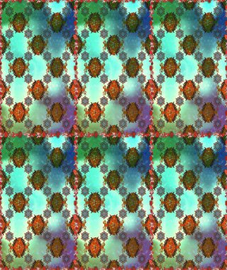 Hediye ambalaj kağıdı, tebrik kartları, posterler ve pankart tasarımı. Raster düz çiçekleri pürüzsüz desen. Mavi ve yeşil renkte çiçekler.