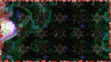 Kumaş, duvar kağıdı ve kağıt üzerine baskı yapmak için gelişen arka plan. Sevimli, pürüzsüz desenli, küçük çiçekli, klasik tarzda. Moda arka planında parlak buketler. Raster illüstrasyonu.