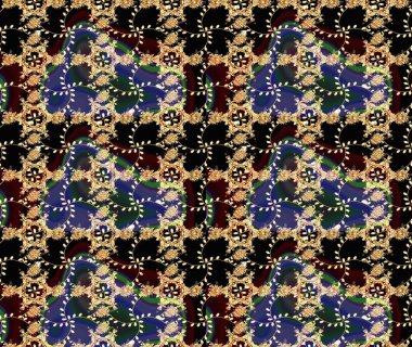 Moda baskısı, albüm, ambalaj kağıdı ve duvar kağıdı için zarif dekoratif süslemeler. Küçük çiçekli basit bir çiçek çizimi. Raster skeci. Siyah, kahverengi ve bej renkli şirin çiçekler..