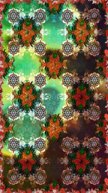 Çiçek ve yapraklı çiçek deseni. Küçük çiçekli şirin bir desen. Raster illüstrasyonu.