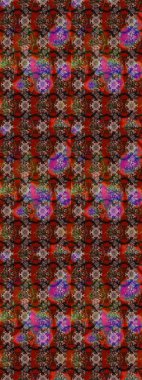 Raster illüstrasyonundaki çiçek desenli çizim. Kahverengi, kırmızı ve siyah renkte çiçekler.