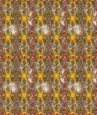 Kumaş, tekstil, duvar kağıdı baskısı için. Eski usul. Renkli desenli eskiz deseni, kahverengi çiçekler ve dekoratif elementlerle. Eskiz geçmişi. Raster illüstrasyonu.