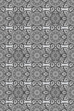 Tekrar eden çiçek arkaplanı, zarif gri, siyah beyaz çiçek duvar kağıdı. Çiçek desenleri gri, siyah ve beyaz renklerde, el yapımı papatyalar, papatyalar.