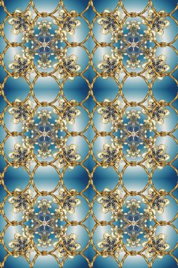 Geleneksel oryantasyon süsü. Kusursuz klasik raster altın desenli. Klasik klasik klasik arka plan. Tarafsız, bej ve mavi renklerde altın desenli altın elementler.