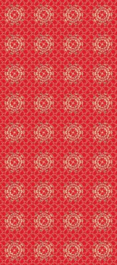 Duvar kağıtları, kumaş ve tekstil için geçmişe dönük zengin tasarım. Yeşillik, güzel, dikişsiz desen. Raster kırmızısı, bej yapraklı arka plan, el yapımı yapraklar, çiçekler, girdaplar, karmaşık güzellikteki süsler..