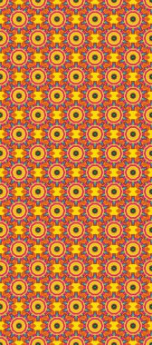 Raster Floral Illustration, Asyalı tekstil. Turuncu, morumsu ve sarı renkli etnik çiçeklerle kusursuz bir desen..