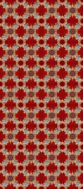 Kırmızı, bej ve kahverengi renklerde altın bir element. Altın çiçekli, pürüzsüz desen. Barok tarzında altın çiçekli süs. Damask arkaplanı.