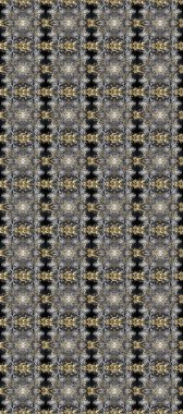 Çiçekli, pürüzsüz bir desen. Geleneksel Arap dekoru gri, kahverengi, bej renkler. Duvar kâğıdı için altın süslü bir illüstrasyon. Doğu tarzında klasik tasarım öğesi. Süslü dantel iz sürücü.