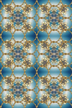 Geleneksel oryantasyon süsü. Kusursuz klasik raster altın desenli. Klasik klasik klasik arka plan. Tarafsız, bej ve mavi renklerde altın desenli altın elementler.