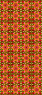 Renkli şal desenli, kırmızı, yeşil ve turuncu çiçekli ve dekoratif elementli kusursuz desen. Eski usul. Kumaş, tekstil, duvar kağıdı baskısı için. Kusursuz bir geçmişi var. Raster illüstrasyonu.