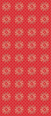 Duvar kağıtları, kumaş ve tekstil için geçmişe dönük zengin tasarım. Yeşillik, güzel, dikişsiz desen. Raster kırmızısı, bej yapraklı arka plan, el yapımı yapraklar, çiçekler, girdaplar, karmaşık güzellikteki süsler..