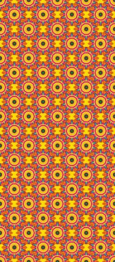 Raster Floral Illustration, Asyalı tekstil. Turuncu, morumsu ve sarı renkli etnik çiçeklerle kusursuz bir desen..