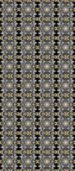 Çiçekli, pürüzsüz bir desen. Geleneksel Arap dekoru gri, kahverengi, bej renkler. Duvar kâğıdı için altın süslü bir illüstrasyon. Doğu tarzında klasik tasarım öğesi. Süslü dantel iz sürücü.