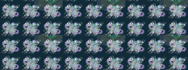 Mavi renkli çiçekler. Çiçek süslemeli çizim deseni. Raster illüstrasyonu.