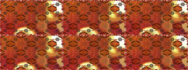 Kahverengi ve turuncu renklerde etnik çiçeklerle kusursuz bir desen. Raster Çiçek İllüstrasyonu güzel tekstil..