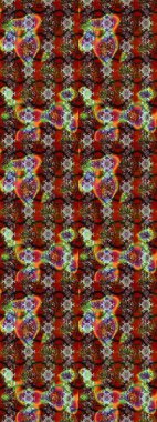 Raster Çiçek İllüstrasyonu 'nun şirin tekstili. Kahverengi ve kırmızı renkte etnik çiçeklerle süslenmiş zarif bir eskiz..