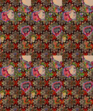 Birçok bej ve soyut çiçekli tropikal çizim deseni. Küçük çiçekteki sevimli çiçek deseni. Varicolobeige raster çizimi.