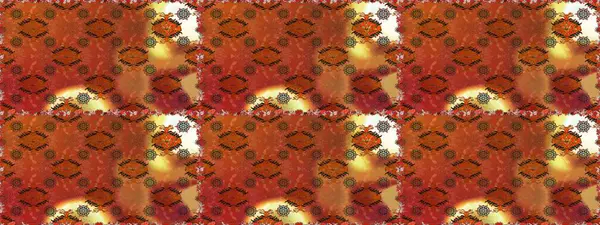 Kahverengi ve turuncu renklerde etnik çiçeklerle kusursuz bir desen. Raster Çiçek İllüstrasyonu güzel tekstil..