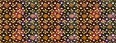 Küçük kahverengi çiçeklerdeki oldukça eski bir besin torbası deseni. Tekstil, kumaş, kapaklar, duvar kağıtları, baskı, paket, koleksiyon defteri, örgü, dekupaj için çiçek arkaplanı..