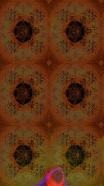 Kumaş, tekstil, duvar kağıdı baskısı için. Raster illüstrasyonu. Eskiz geçmişi. Renkli desenli eskiz deseni, çiçekler ve dekoratif elementlerle. Antika retro tarzı.