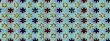 Raster illüstrasyonundaki çiçek desenli çizim. Mavi renkte çiçekler.
