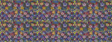 Sevimli çiçek raster deseni. Mavi ve gri renkte çiçekler. Düz Çiçek Elementleri Tasarımı. Kusursuz Renksiz Bahar Teması Kusursuz Arkaplan.