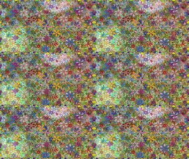 Çiçekli bahar çiçekleri. Motley illüstrasyonu. Moda baskıları için zarif bir şablon. Küçük renkli çiçekler. Küçük çiçekte şirin desenler.