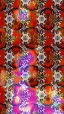 Düz Çiçek Elementleri Tasarımı. Raster illüstrasyonundaki çiçek desenli çizim. Renkli Bahar Teması eskiz kalıbı. Süslü kumaş deseni.