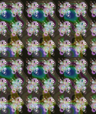 Çiçek desenli eskiz. Gömlek baskısı için çiçek boyası. Yeşil renkte çiçekler.