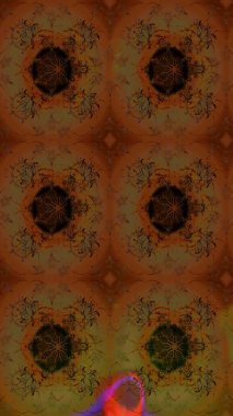 Kumaş, tekstil, duvar kağıdı baskısı için. Raster illüstrasyonu. Eskiz geçmişi. Renkli desenli eskiz deseni, çiçekler ve dekoratif elementlerle. Antika retro tarzı.