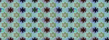 Raster illüstrasyonundaki çiçek desenli çizim. Mavi renkte çiçekler.